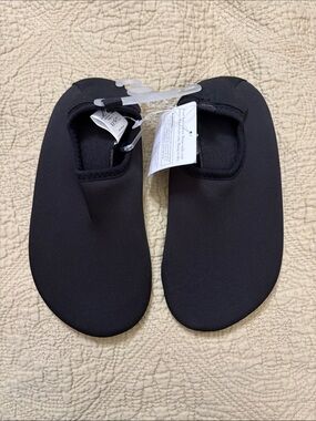 Kids Black Water Shoes - Slip-On Swim Shoes (US youth size 1/1.5-2)